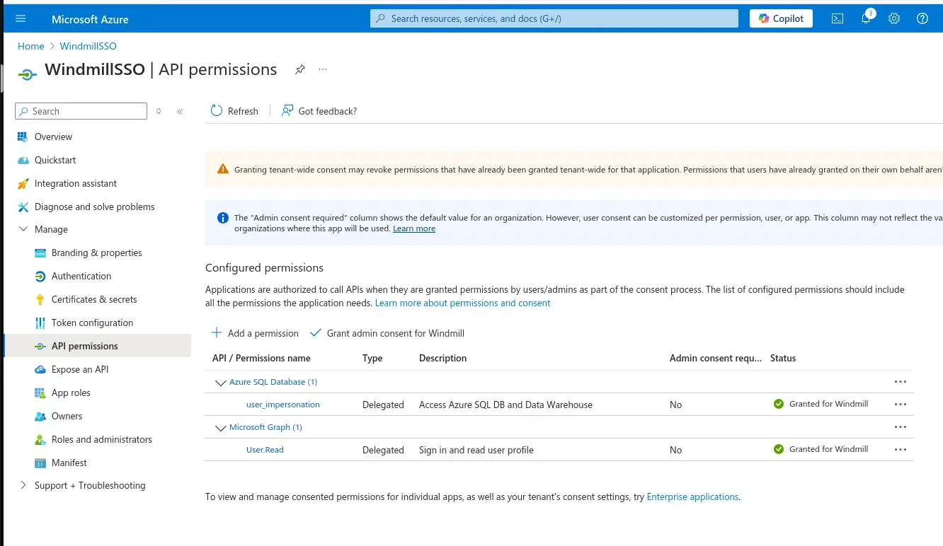 Azure Oauth API permissions